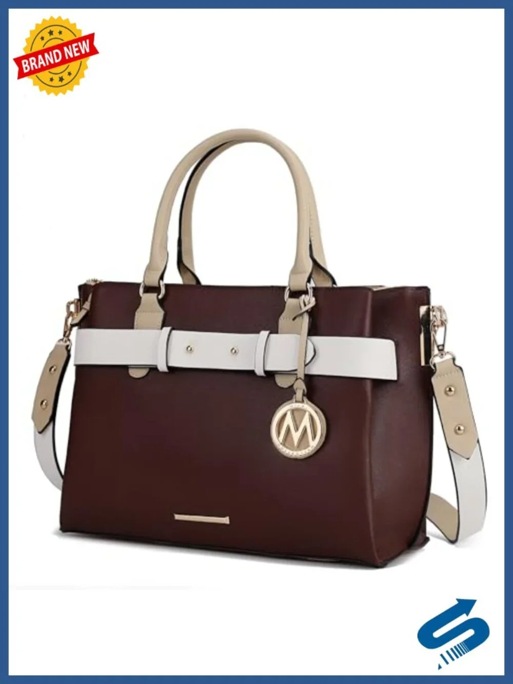 Vegan Leather Satchel Crossbody Handbag Tote Top Handle Purse